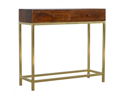 Artisan - Industrial 2 Drawer Console Table with Iron Base