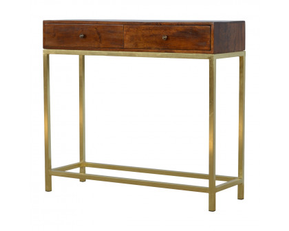 Artisan - Industrial 2 Drawer Console Table with Iron Base