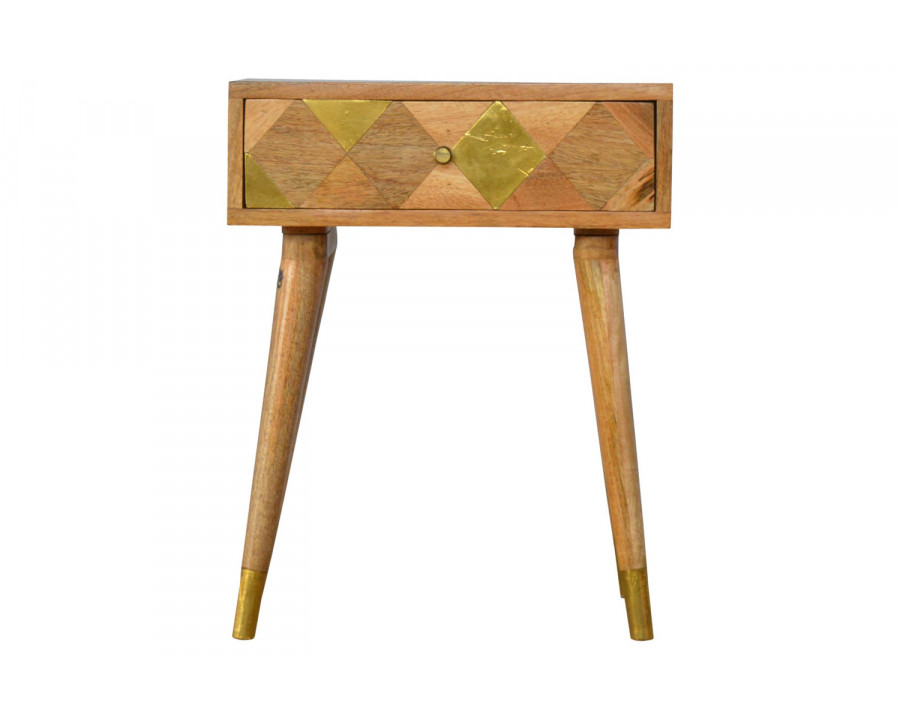 Artisan - Oak-ish Gold Brass Inlay Bedside