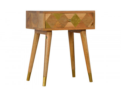 Artisan - Oak-ish Gold Brass Inlay Bedside