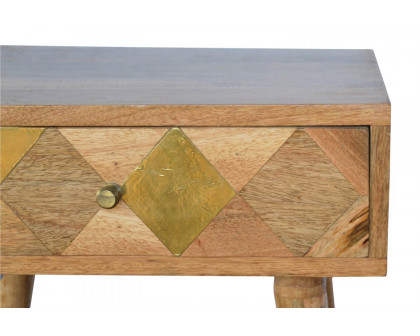 Artisan - Oak-ish Gold Brass Inlay Bedside