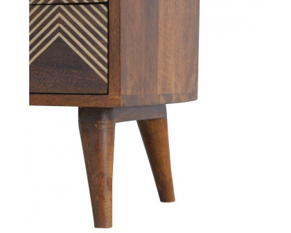 Artisan - Chevron Nightstand with 3 Drawer in Chestnut, Brass