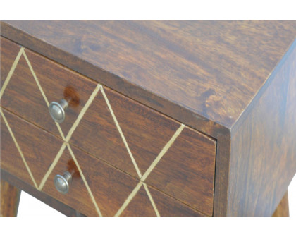 Artisan Geometric Brass Inlay Bedside - 2 Drawers