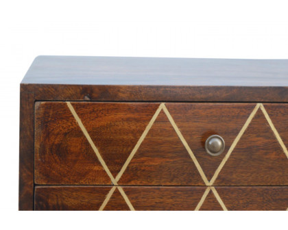 Artisan Geometric Brass Inlay Bedside - 2 Drawers