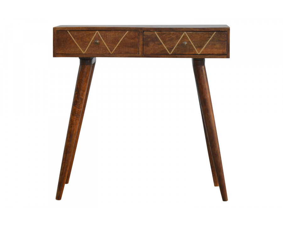 Artisan - Geometric Brass Inlay Console Table in 2 Drawers