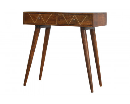 Artisan - Geometric Brass Inlay Console Table in 2 Drawers