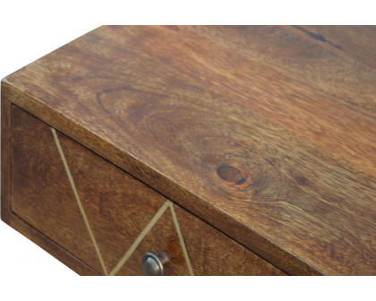 Artisan - Geometric Brass Inlay Console Table in 2 Drawers