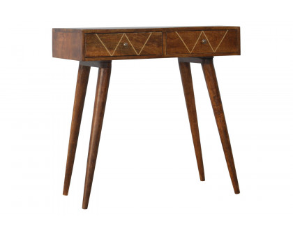 Artisan - Geometric Brass Inlay Console Table in 2 Drawers