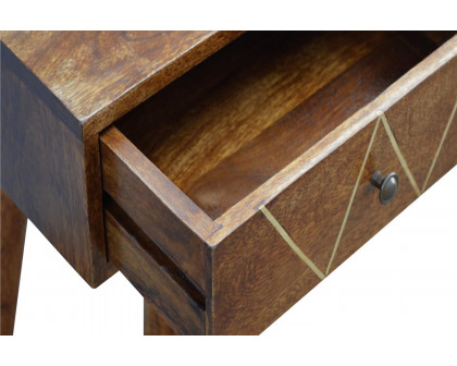 Artisan - Geometric Brass Inlay Console Table in 2 Drawers