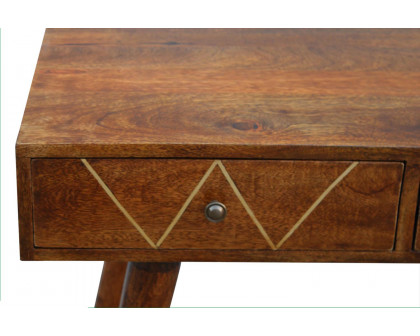 Artisan - Geometric Brass Inlay Console Table in 2 Drawers