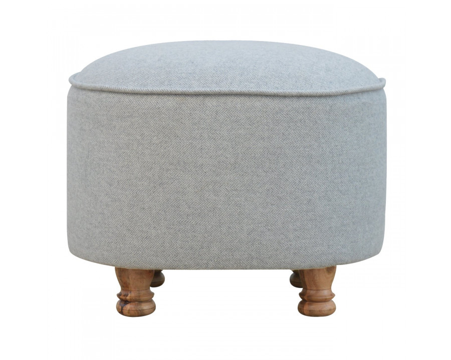 Artisan - Oval Footstool in Light Gray, Tweed