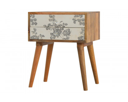 Artisan Floral Screen Printed Bedside - Gray