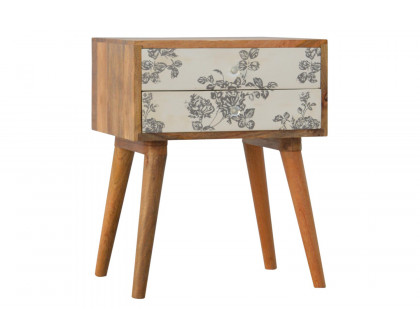 Artisan Floral Screen Printed Bedside - Gray