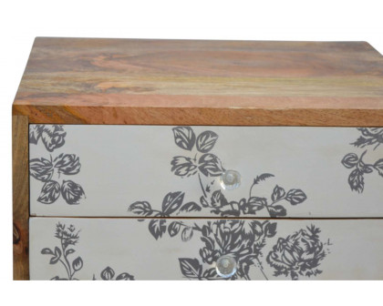 Artisan Floral Screen Printed Bedside - Gray