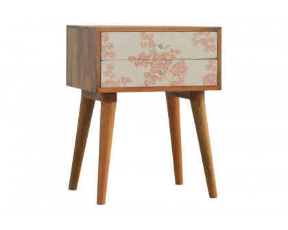 Artisan Floral Screen Printed Bedside - Pink