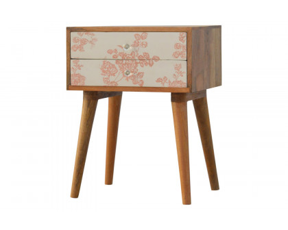 Artisan Floral Screen Printed Bedside - Pink