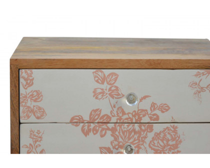 Artisan Floral Screen Printed Bedside - Pink