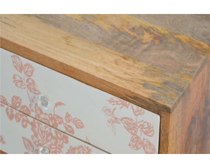 Artisan Floral Screen Printed Bedside - Pink