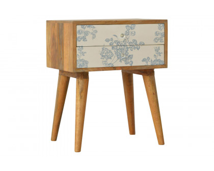 Artisan Floral Screen Printed Bedside - Blue