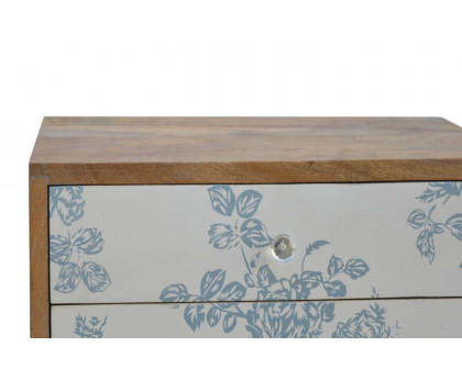 Artisan Floral Screen Printed Bedside - Blue