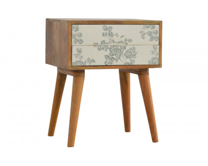 Artisan Floral Screen Printed Bedside - Green