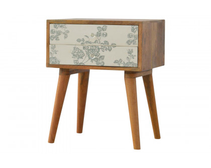 Artisan Floral Screen Printed Bedside - Green