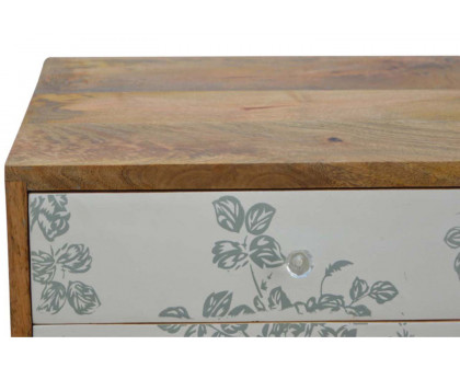 Artisan Floral Screen Printed Bedside - Green