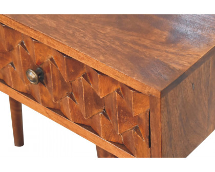 Artisan Pineapple Carved Console Table - Chestnut