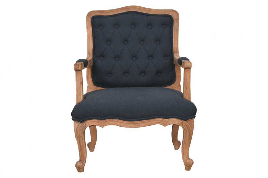 Artisan™ Carved French Chair - Navy Blue, Linen