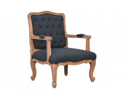 Artisan™ Carved French Chair - Navy Blue, Linen