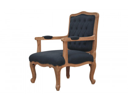 Artisan™ Carved French Chair - Navy Blue, Linen