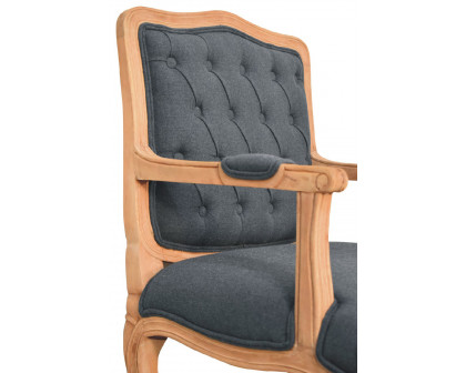 Artisan™ Carved French Chair - Navy Blue, Linen