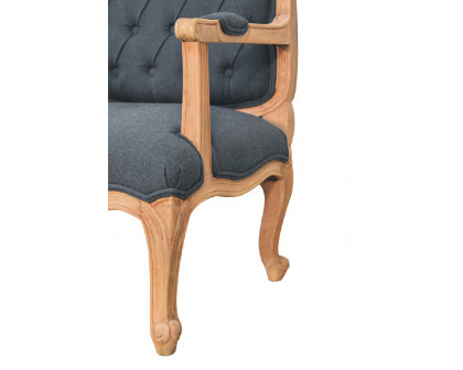 Artisan™ Carved French Chair - Navy Blue, Linen