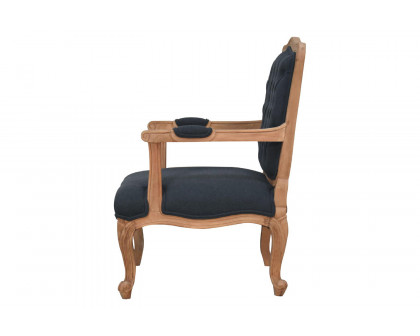 Artisan™ Carved French Chair - Navy Blue, Linen