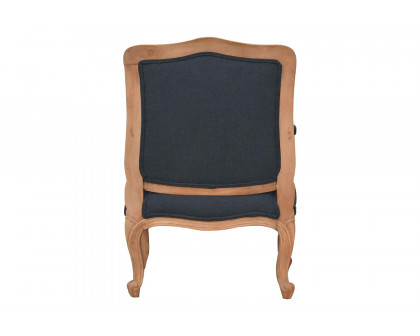 Artisan™ Carved French Chair - Navy Blue, Linen