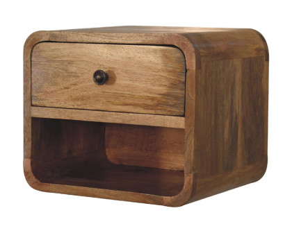 Artisan Curved Mini Wall Mounted Open Slot Bedside - Oak-ish