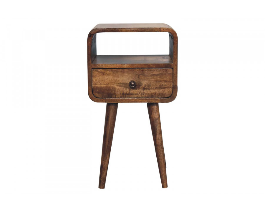 Artisan Curved Open Slot Mini Bedside - Gray Washed