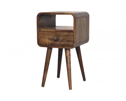 Artisan Curved Open Slot Mini Bedside - Gray Washed