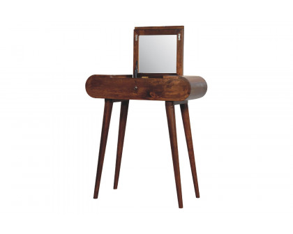 Artisan Mini Dressing Table with Foldable Mirror - Chestnut