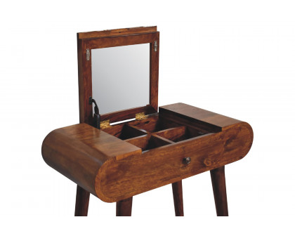 Artisan Mini Dressing Table with Foldable Mirror - Chestnut