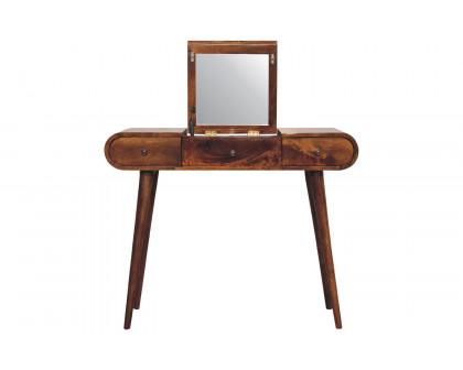 Artisan - Curved Dressing Table with Foldable Mirror in Chestnut