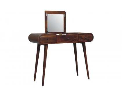 Artisan - Curved Dressing Table with Foldable Mirror in Chestnut