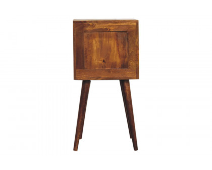 Artisan Cube Carved Mini Bedside - Chestnut