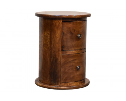 Artisan Mini Drum Bedside with 2 Drawers - Chestnut