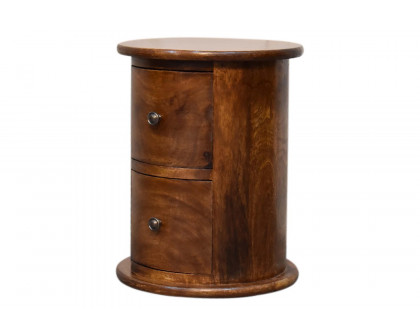 Artisan Mini Drum Bedside with 2 Drawers - Chestnut