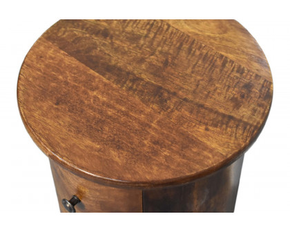 Artisan Mini Drum Bedside with 2 Drawers - Chestnut