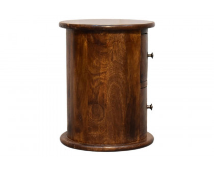 Artisan Mini Drum Bedside with 2 Drawers - Chestnut