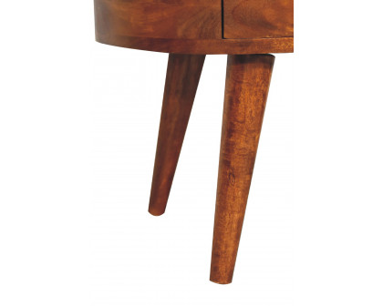 Artisan Rounded Bedside Table Bedside with Reading Light - Chestnut