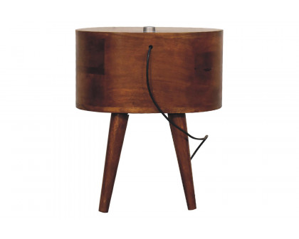 Artisan Rounded Bedside Table Bedside with Reading Light - Chestnut