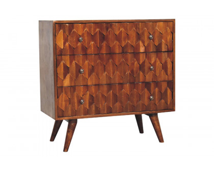 Artisan Pineapple Carved Chest - Chestnut